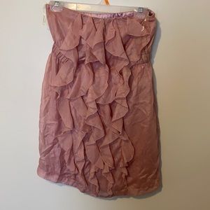 Strapless short pink ruffled dress